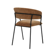 LABEL51 Eetkamerstoelen Luuk - Cognac - Chenille - Zwart Metalen Frame