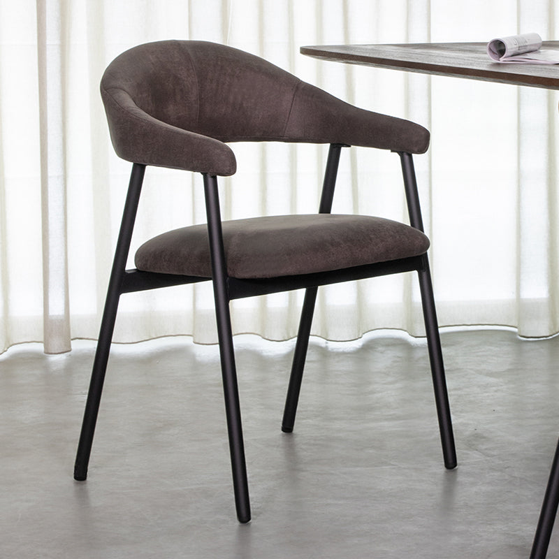LABEL51 Eetkamerstoelen Amaze - Antraciet - Kunstleder - Zwart Metalen Frame