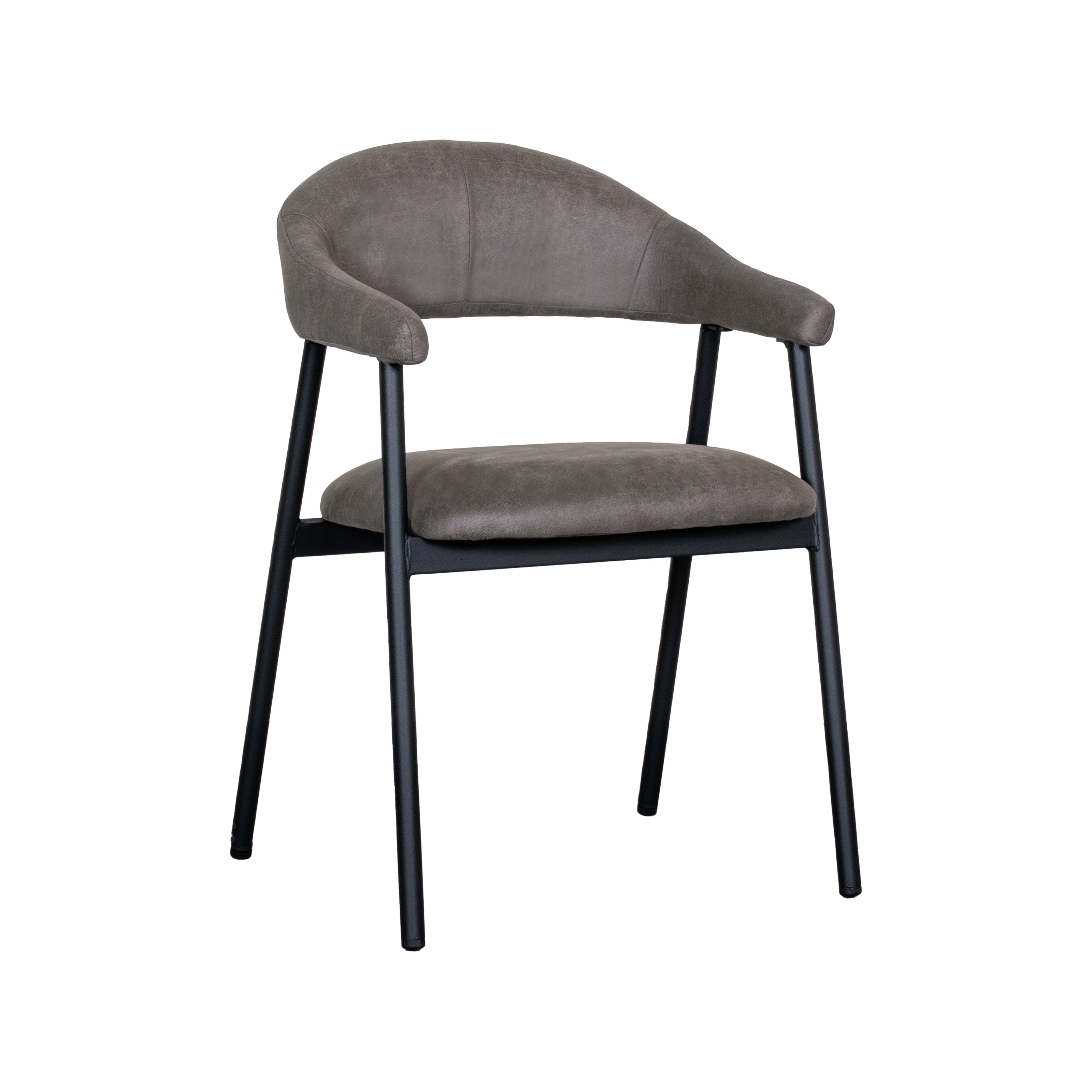 LABEL51 Eetkamerstoelen Amaze - Antraciet - Kunstleder - Zwart Metalen Frame