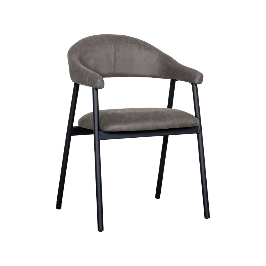 LABEL51 Eetkamerstoelen Amaze - Antraciet - Kunstleder - Zwart Metalen Frame