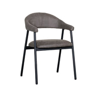 LABEL51 Eetkamerstoelen Amaze - Antraciet - Kunstleder - Zwart Metalen Frame