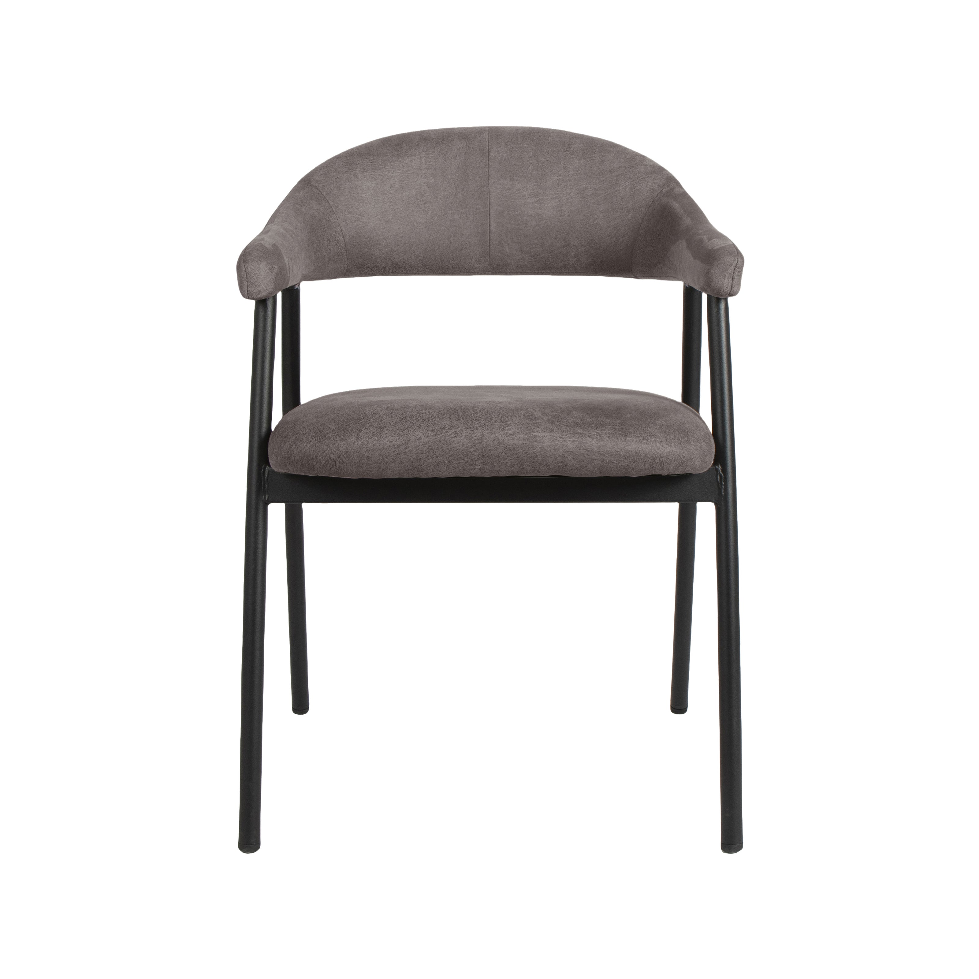 LABEL51 Eetkamerstoelen Amaze - Antraciet - Kunstleder - Zwart Metalen Frame