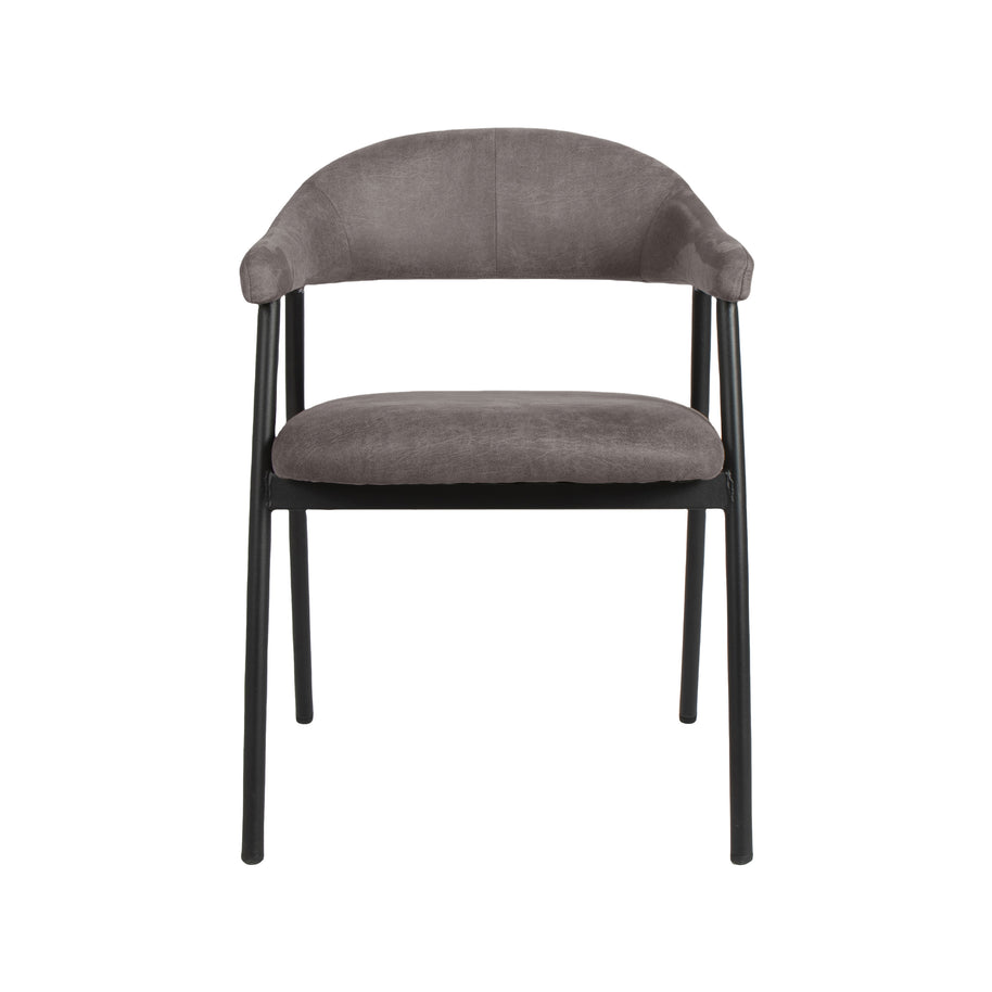 LABEL51 Eetkamerstoelen Amaze - Antraciet - Kunstleder - Zwart Metalen Frame