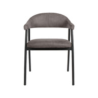 LABEL51 Eetkamerstoelen Amaze - Antraciet - Kunstleder - Zwart Metalen Frame