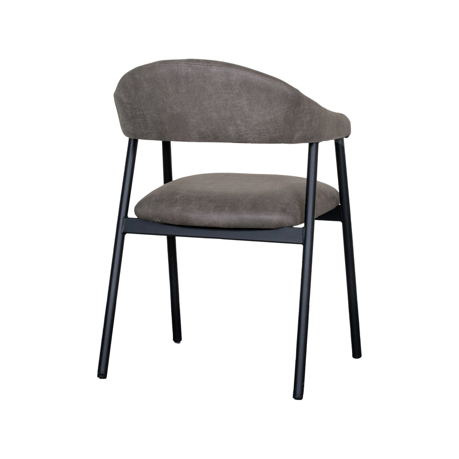 LABEL51 Eetkamerstoelen Amaze - Antraciet - Kunstleder - Zwart Metalen Frame