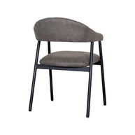 LABEL51 Eetkamerstoelen Amaze - Antraciet - Kunstleder - Zwart Metalen Frame