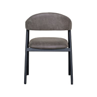 LABEL51 Eetkamerstoelen Amaze - Antraciet - Kunstleder - Zwart Metalen Frame