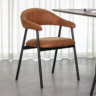 LABEL51 Eetkamerstoelen Amaze - Cognac - Kunstleder - Zwart Metalen Frame