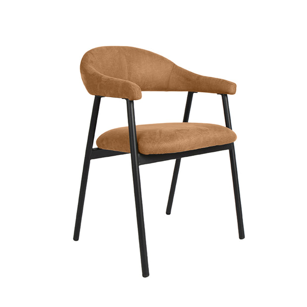 LABEL51 Eetkamerstoelen Amaze - Cognac - Kunstleder - Zwart Metalen Frame