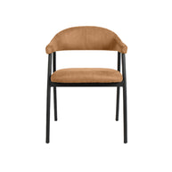 LABEL51 Eetkamerstoelen Amaze - Cognac - Kunstleder - Zwart Metalen Frame