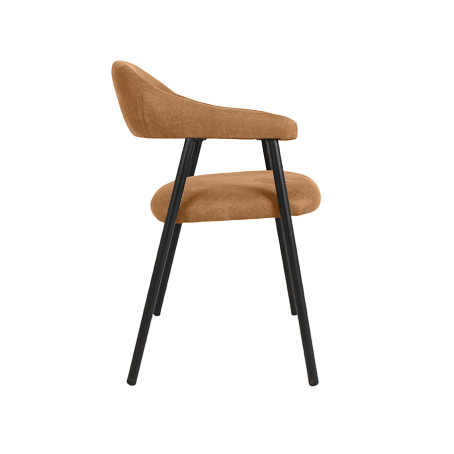 LABEL51 Eetkamerstoelen Amaze - Cognac - Kunstleder - Zwart Metalen Frame