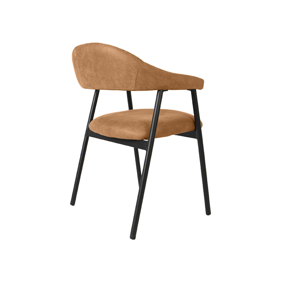 LABEL51 Eetkamerstoelen Amaze - Cognac - Kunstleder - Zwart Metalen Frame