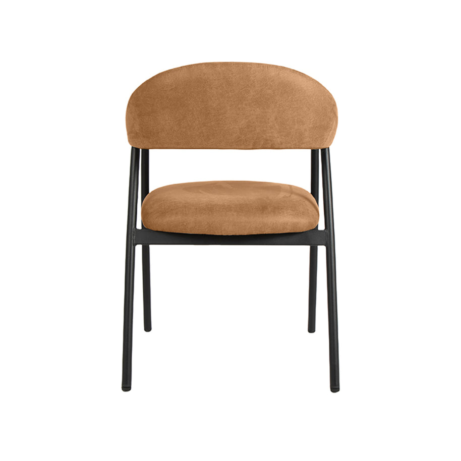 LABEL51 Eetkamerstoelen Amaze - Cognac - Kunstleder - Zwart Metalen Frame