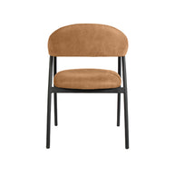LABEL51 Eetkamerstoelen Amaze - Cognac - Kunstleder - Zwart Metalen Frame
