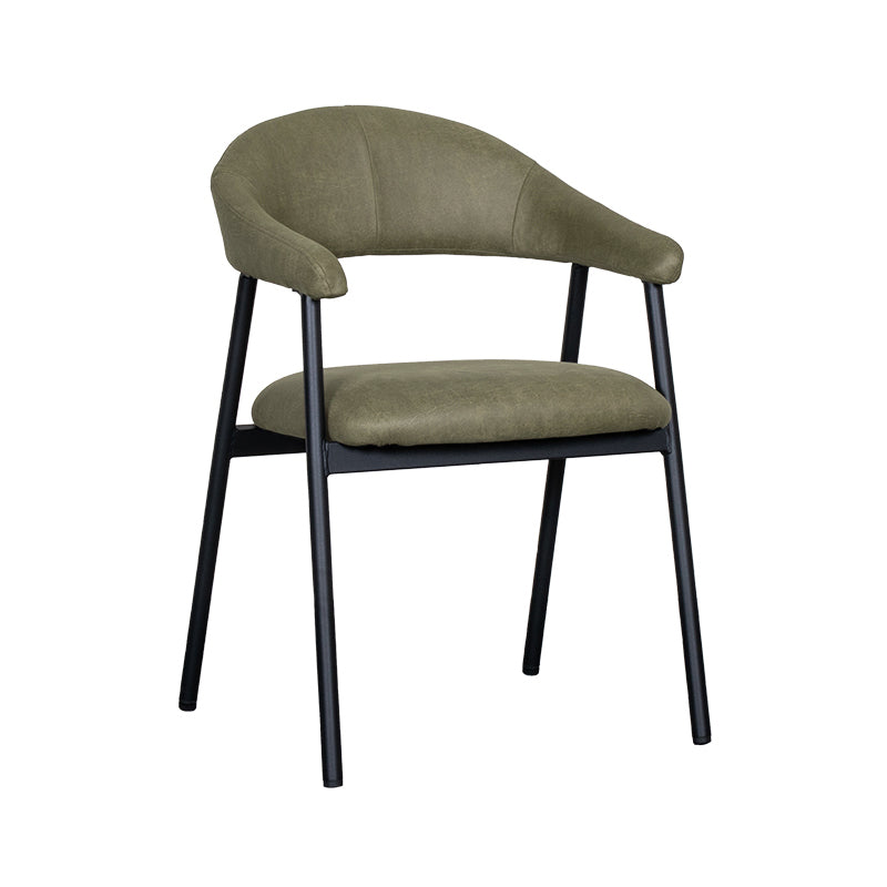 LABEL51 Eetkamerstoelen Amaze - Moss - Kunstleder - Zwart Metalen Frame