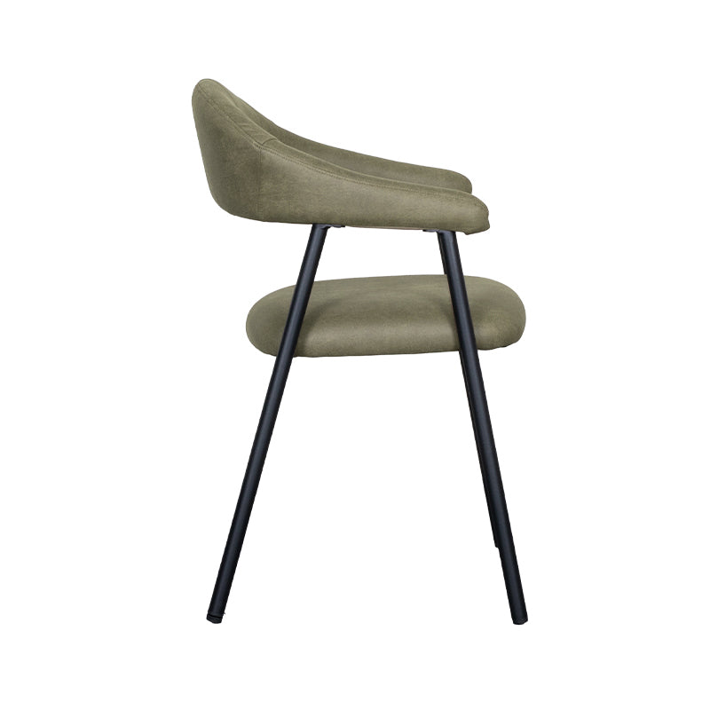 LABEL51 Eetkamerstoelen Amaze - Moss - Kunstleder - Zwart Metalen Frame