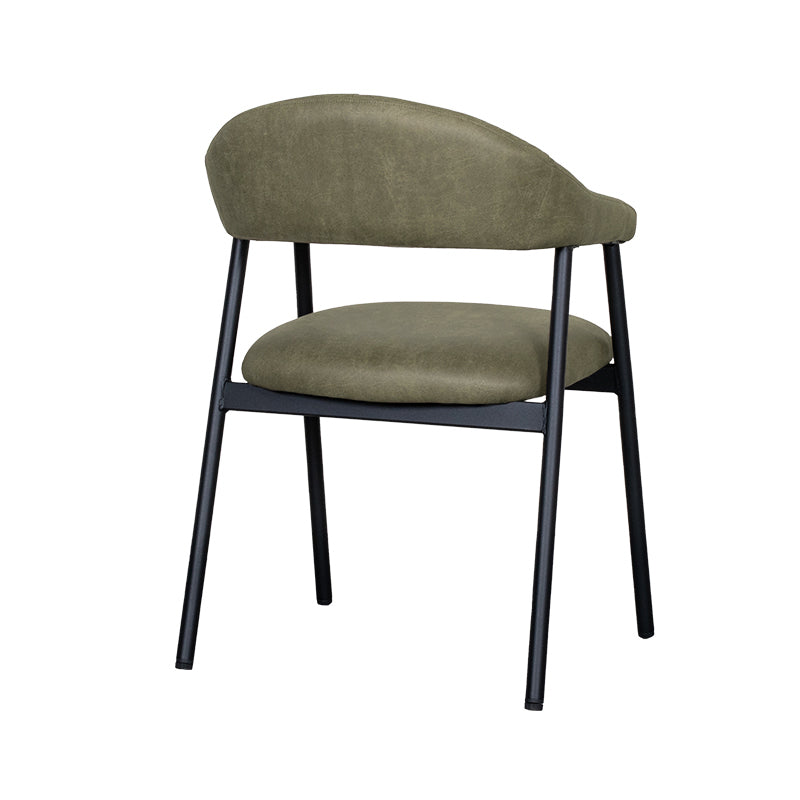 LABEL51 Eetkamerstoelen Amaze - Moss - Kunstleder - Zwart Metalen Frame