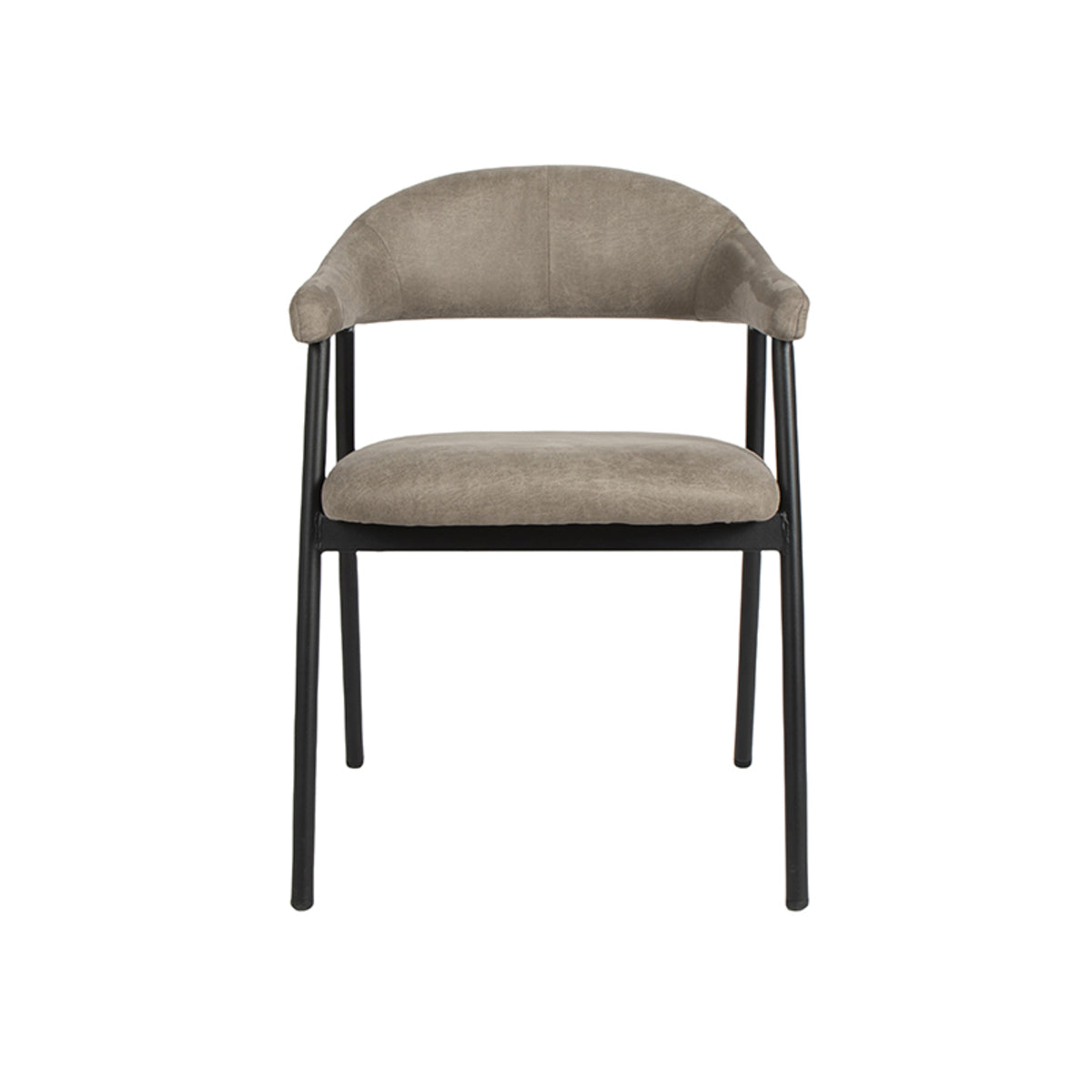 LABEL51 Eetkamerstoelen Amaze - Taupe - Kunstleder - Zwart Metalen Frame