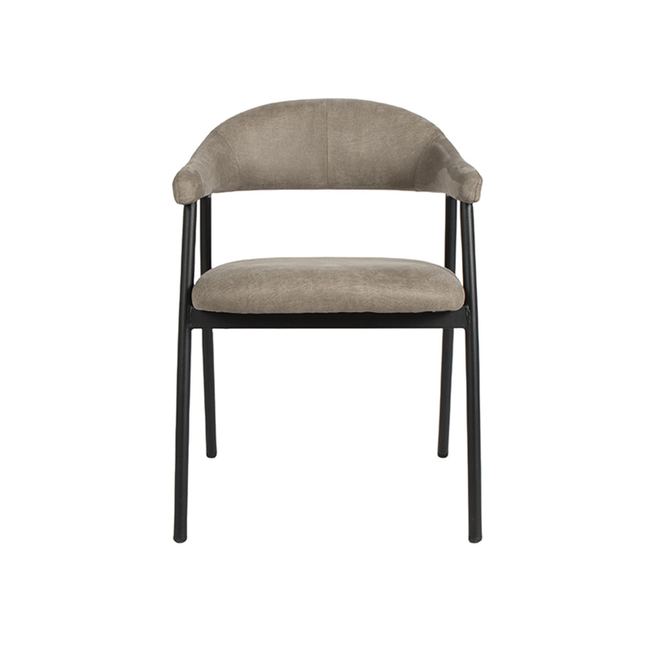 LABEL51 Eetkamerstoelen Amaze - Taupe - Kunstleder - Zwart Metalen Frame