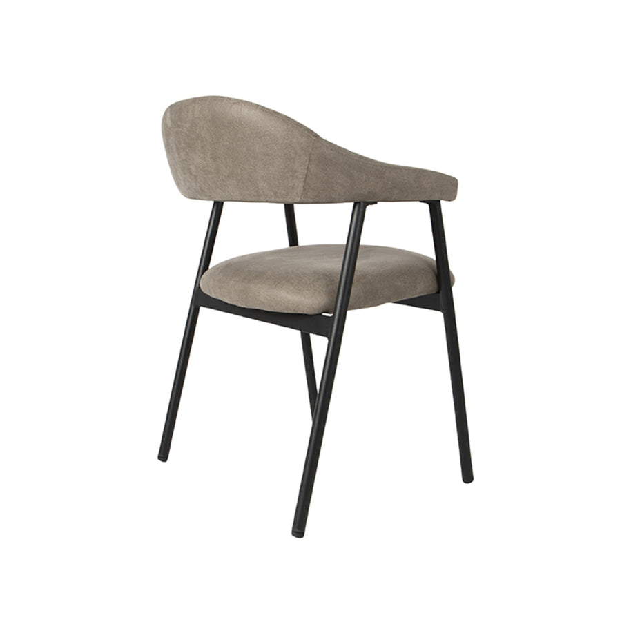 LABEL51 Eetkamerstoelen Amaze - Taupe - Kunstleder - Zwart Metalen Frame