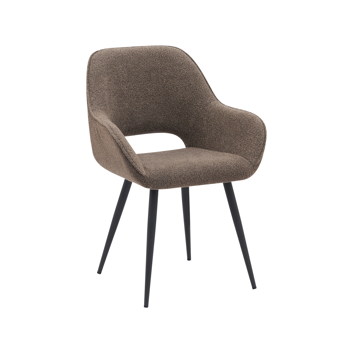 LABEL51 Eetkamerstoelen Fer - Bruin - Boucle - Zwart Metalen Frame
