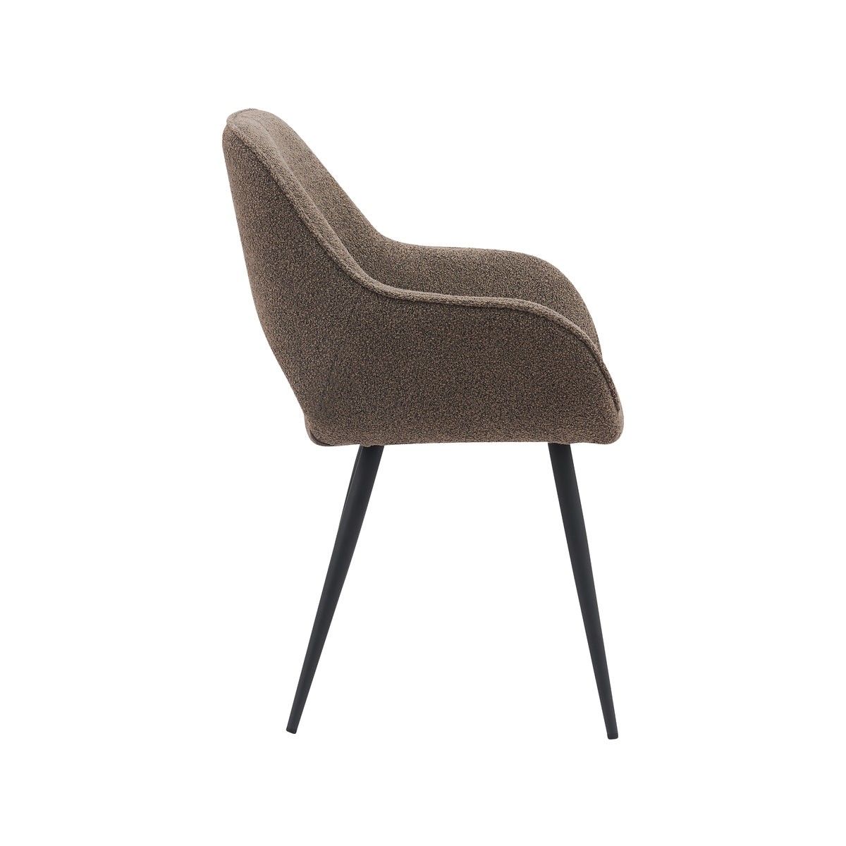 LABEL51 Eetkamerstoelen Fer - Bruin - Boucle - Zwart Metalen Frame