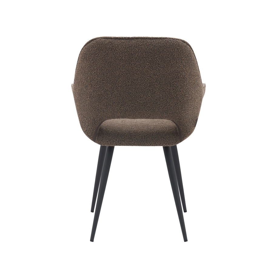 LABEL51 Eetkamerstoelen Fer - Bruin - Boucle - Zwart Metalen Frame