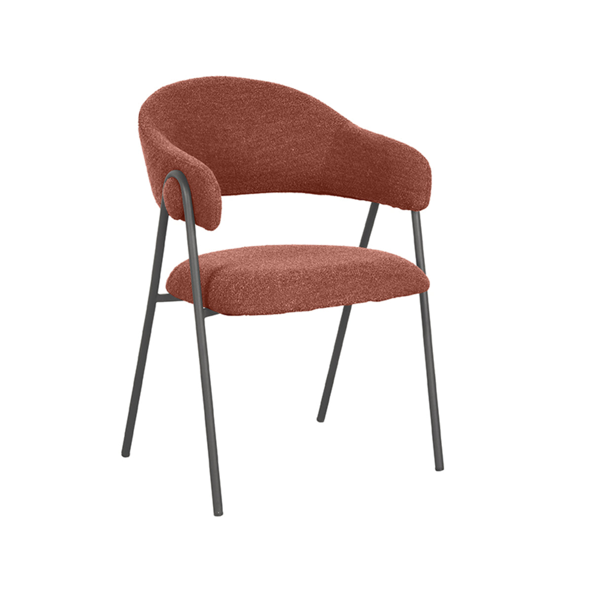 LABEL51 Eetkamerstoelen Lowen - Terra - Boucle - Zwart Metalen Frame