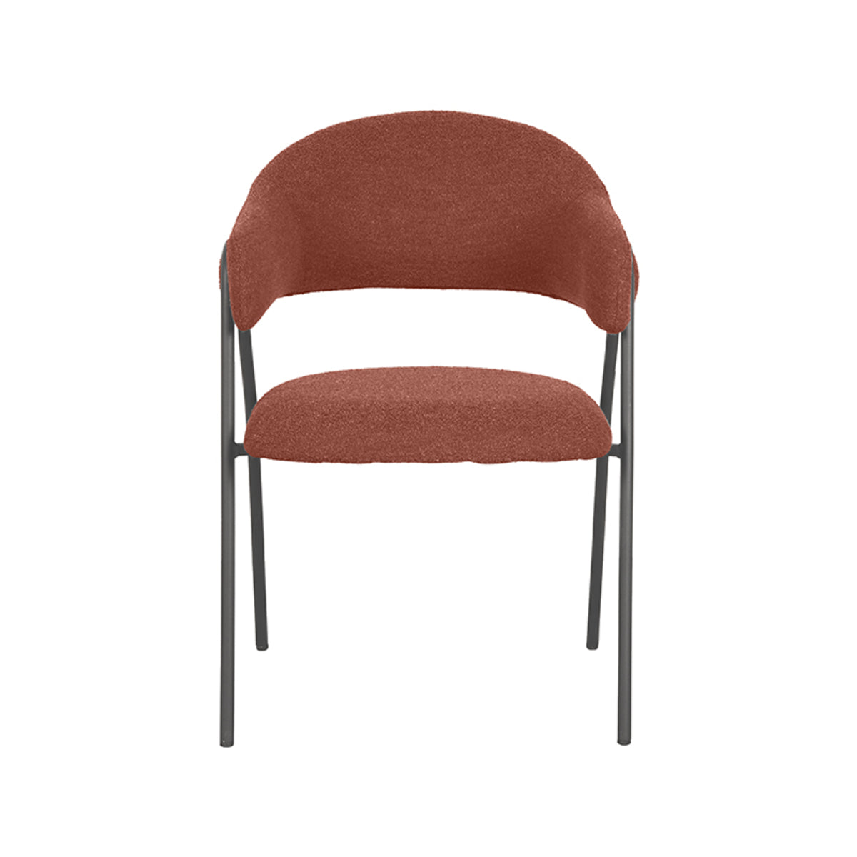 LABEL51 Eetkamerstoelen Lowen - Terra - Boucle - Zwart Metalen Frame