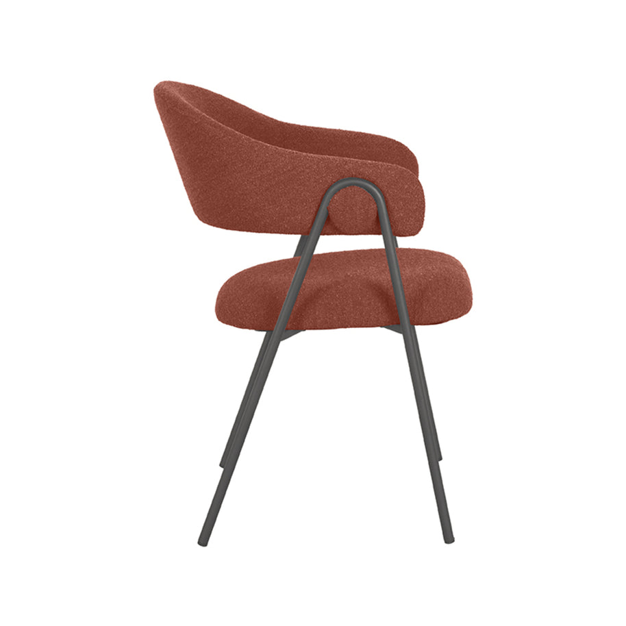 LABEL51 Eetkamerstoelen Lowen - Terra - Boucle - Zwart Metalen Frame