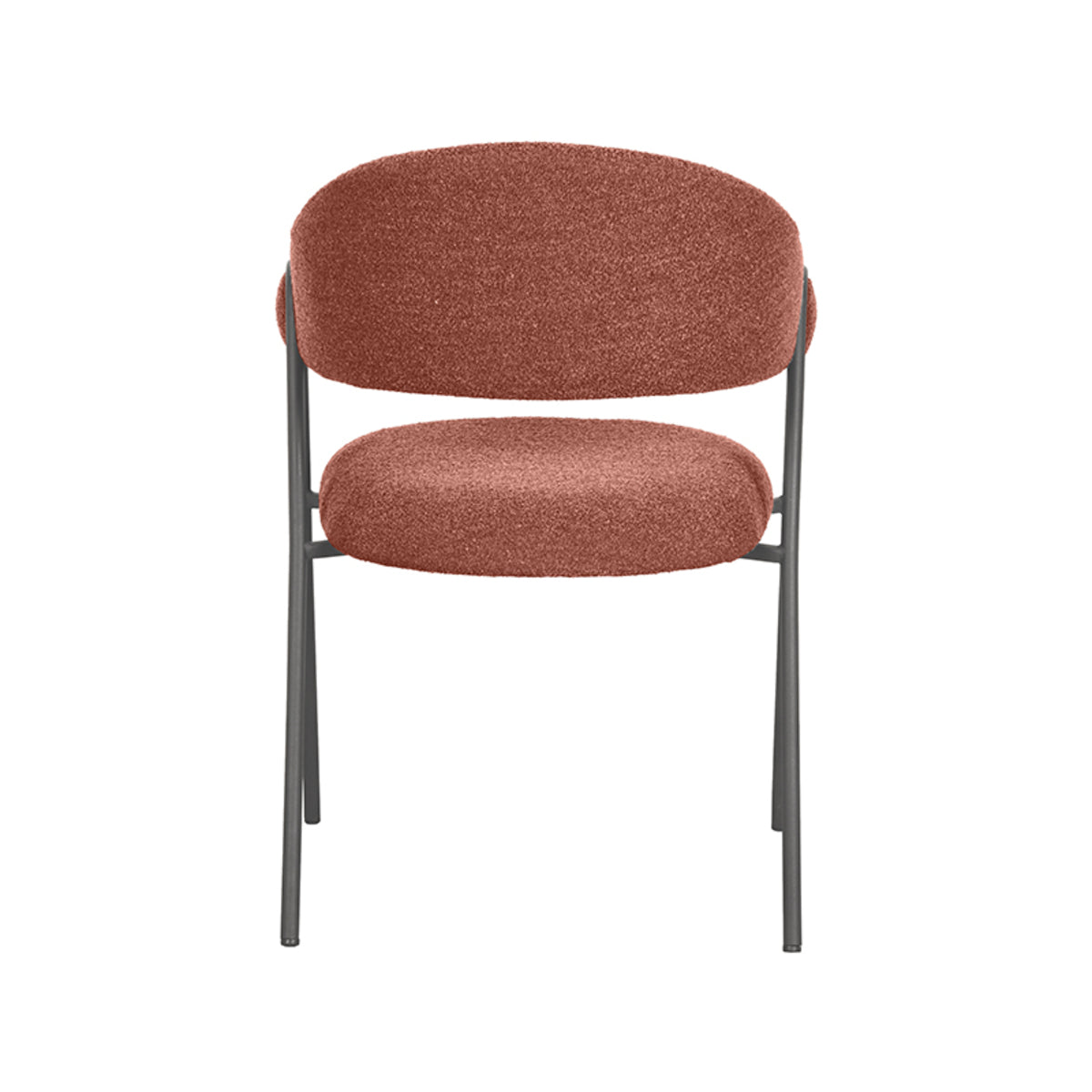 LABEL51 Eetkamerstoelen Lowen - Terra - Boucle - Zwart Metalen Frame