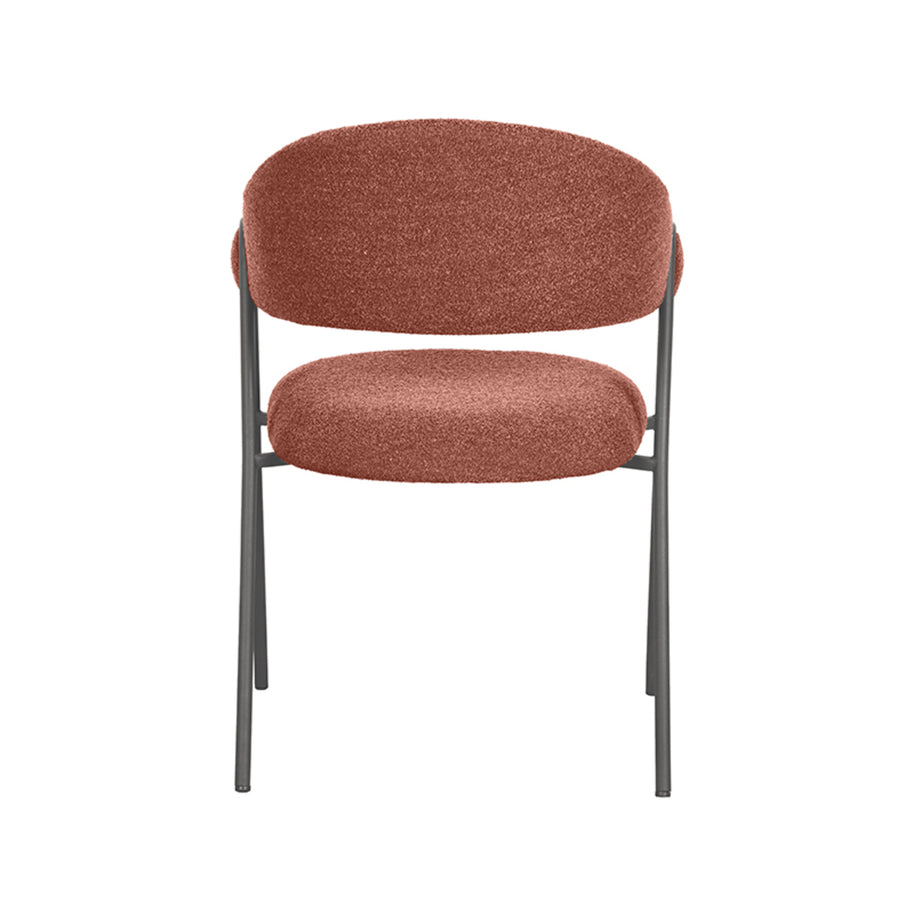 LABEL51 Eetkamerstoelen Lowen - Terra - Boucle - Zwart Metalen Frame