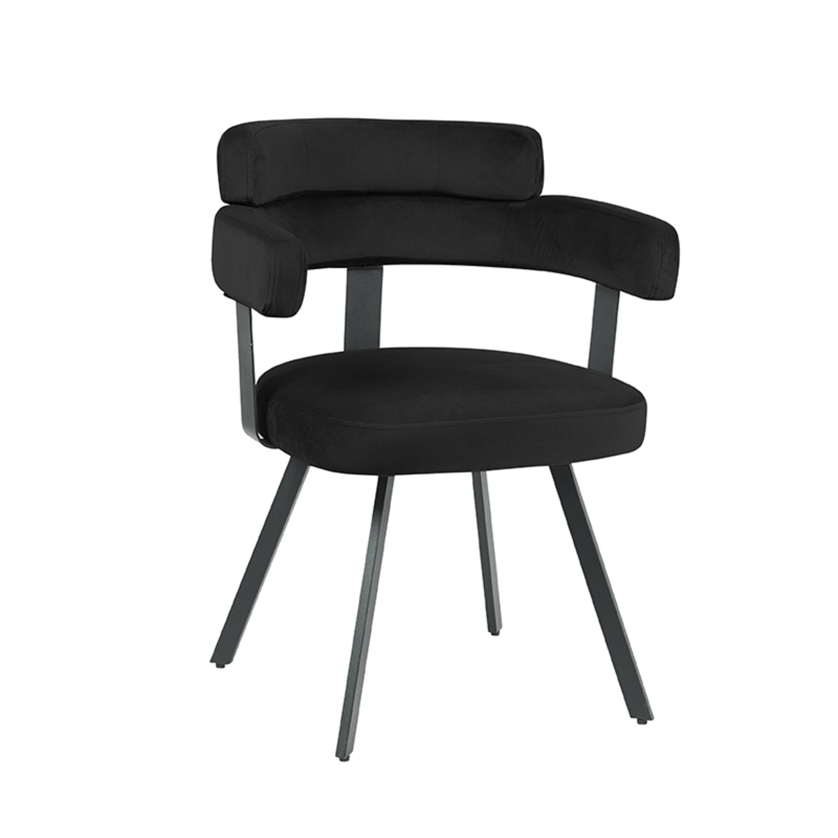 LABEL51 Eetkamerstoelen Bardio - Zwart - Velvet - Zwart Metalen Frame