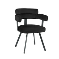 LABEL51 Eetkamerstoelen Bardio - Zwart - Velvet - Zwart Metalen Frame