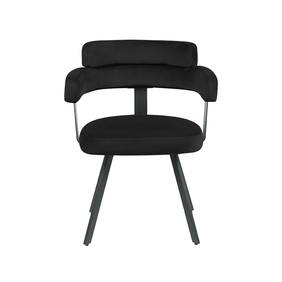LABEL51 Eetkamerstoelen Bardio - Zwart - Velvet - Zwart Metalen Frame