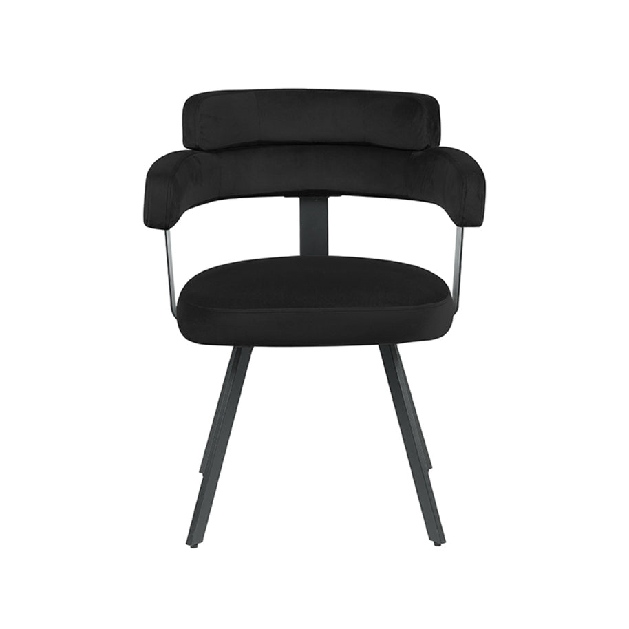 LABEL51 Eetkamerstoelen Bardio - Zwart - Velvet - Zwart Metalen Frame