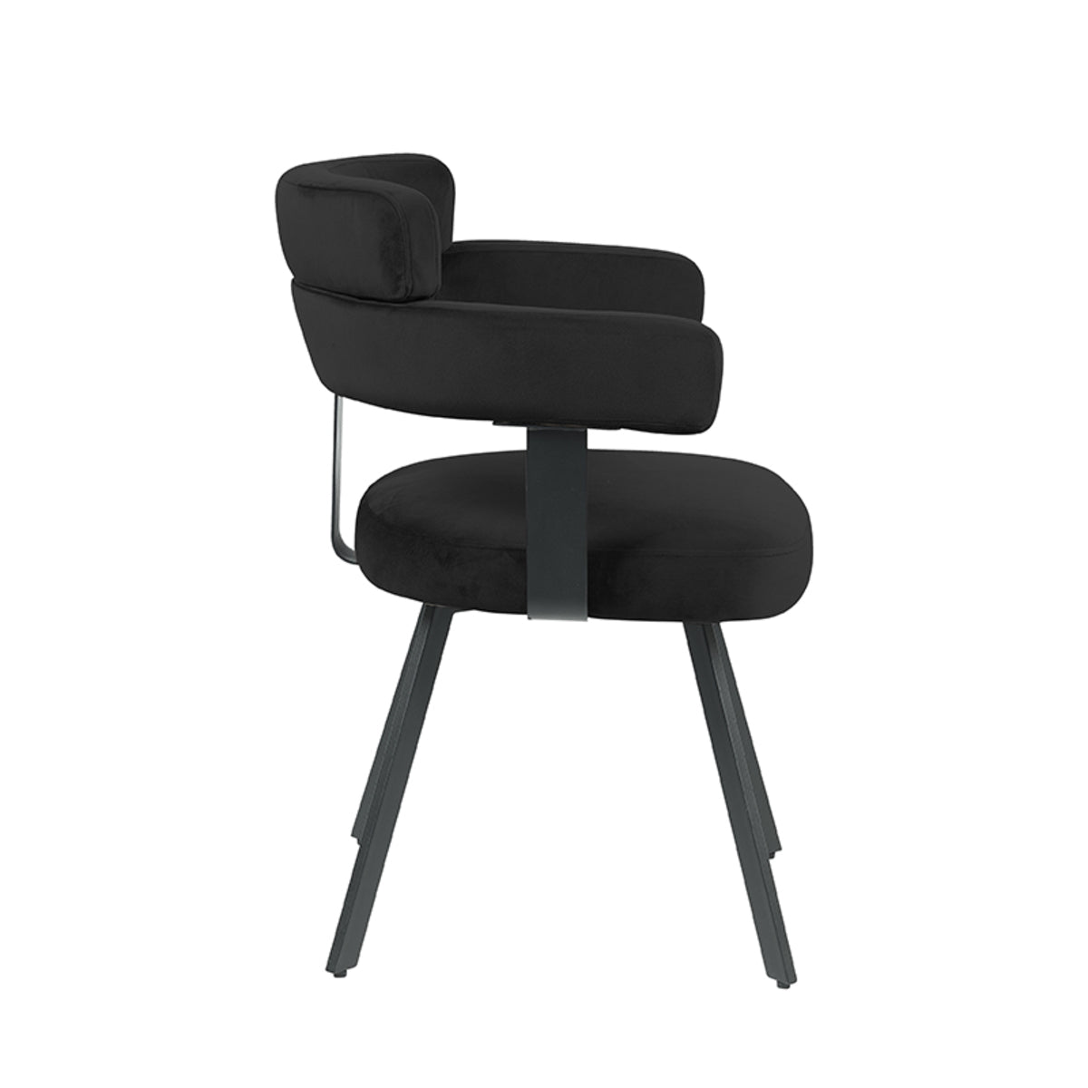 LABEL51 Eetkamerstoelen Bardio - Zwart - Velvet - Zwart Metalen Frame