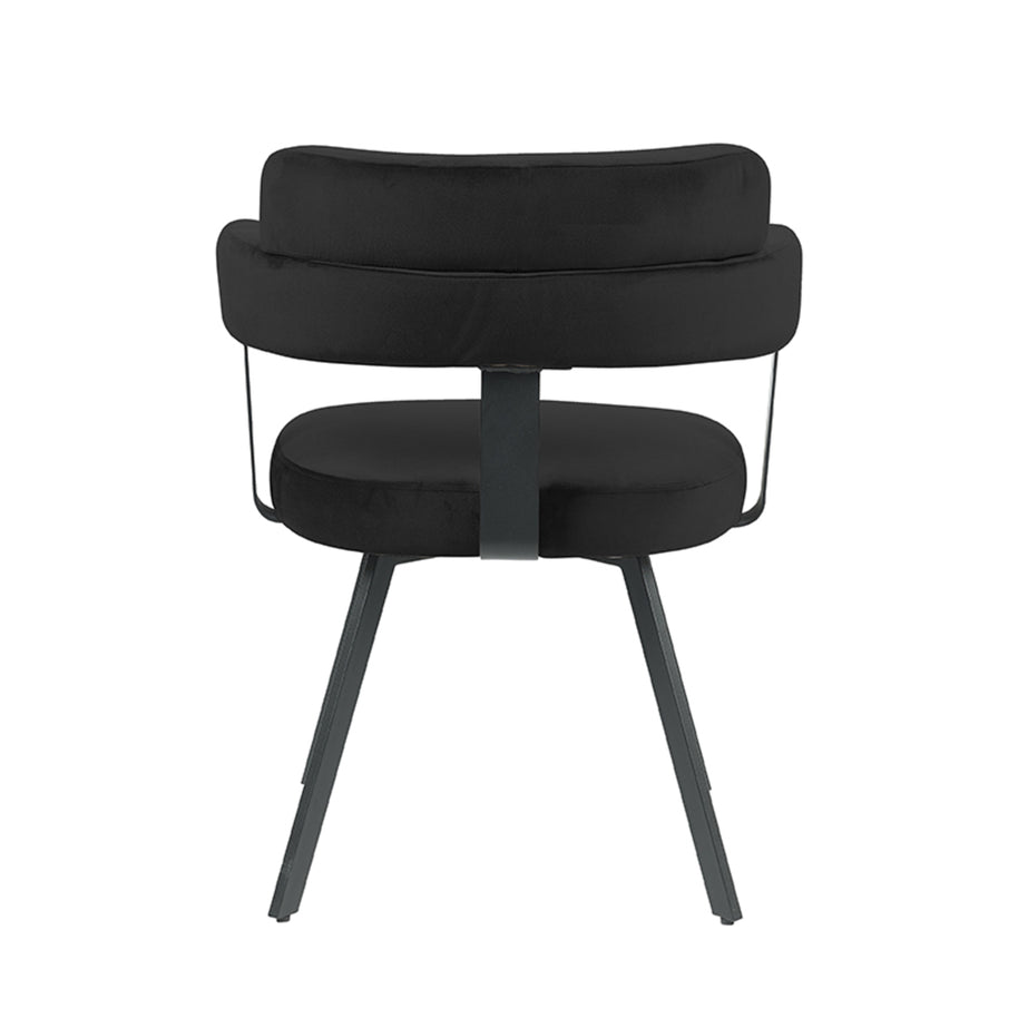 LABEL51 Eetkamerstoelen Bardio - Zwart - Velvet - Zwart Metalen Frame