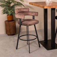 LABEL51 Barkrukken Bardio - Taupe - Fluweel - Hoog