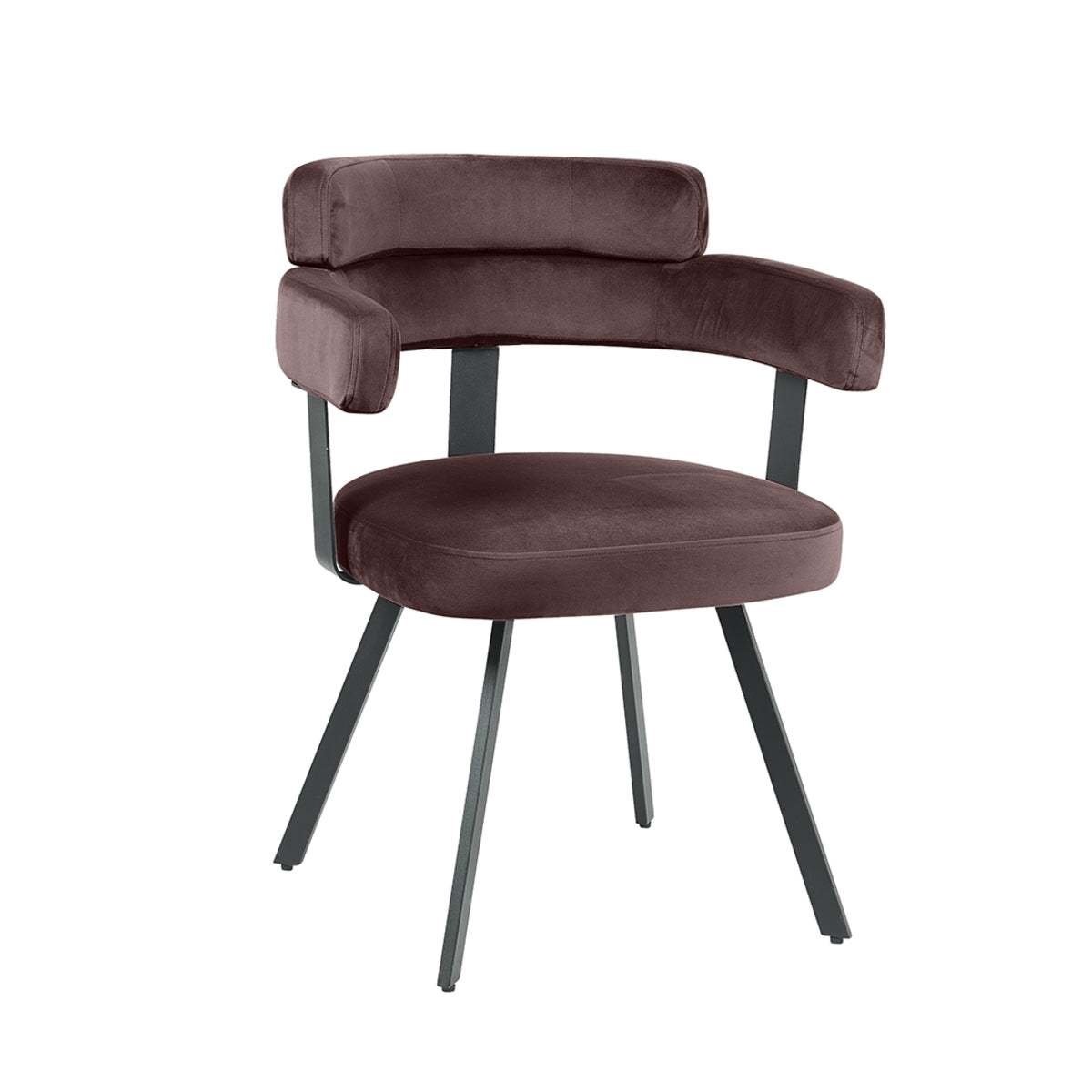 LABEL51 Eetkamerstoelen Bardio - Taupe - Velvet - Zwart Metalen Frame