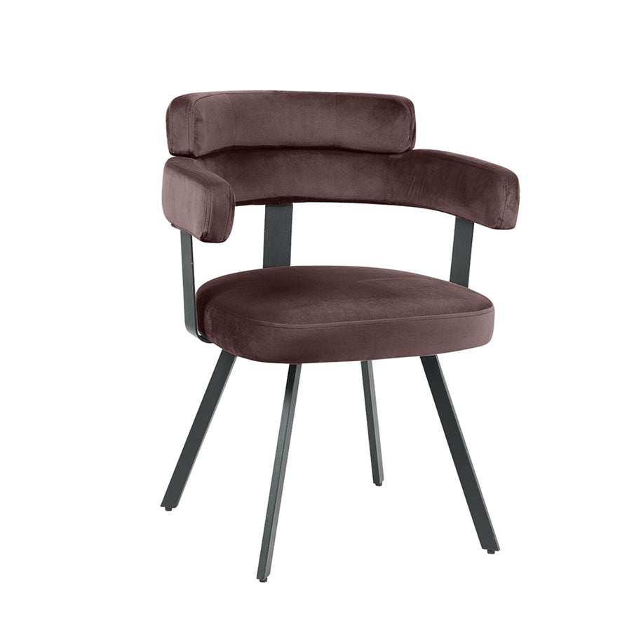 LABEL51 Eetkamerstoelen Bardio - Taupe - Velvet - Zwart Metalen Frame