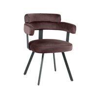 LABEL51 Eetkamerstoelen Bardio - Taupe - Velvet - Zwart Metalen Frame