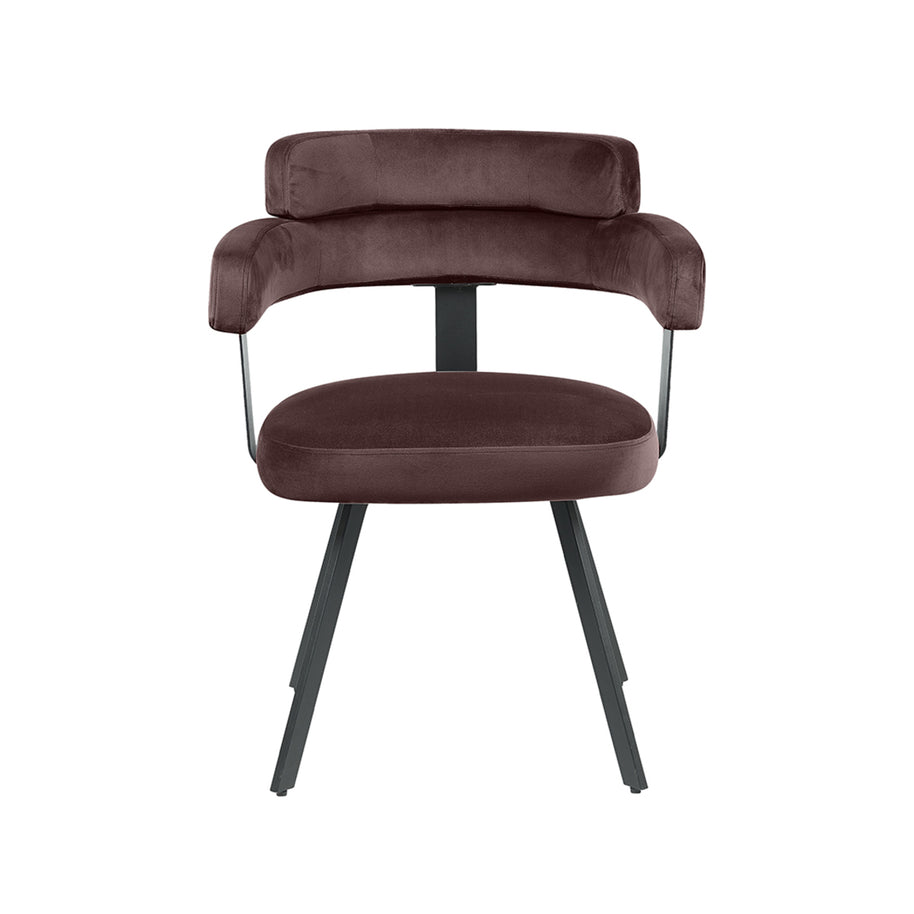 LABEL51 Eetkamerstoelen Bardio - Taupe - Velvet - Zwart Metalen Frame