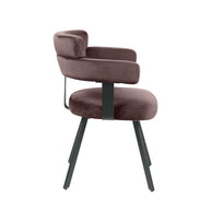 LABEL51 Eetkamerstoelen Bardio - Taupe - Velvet - Zwart Metalen Frame