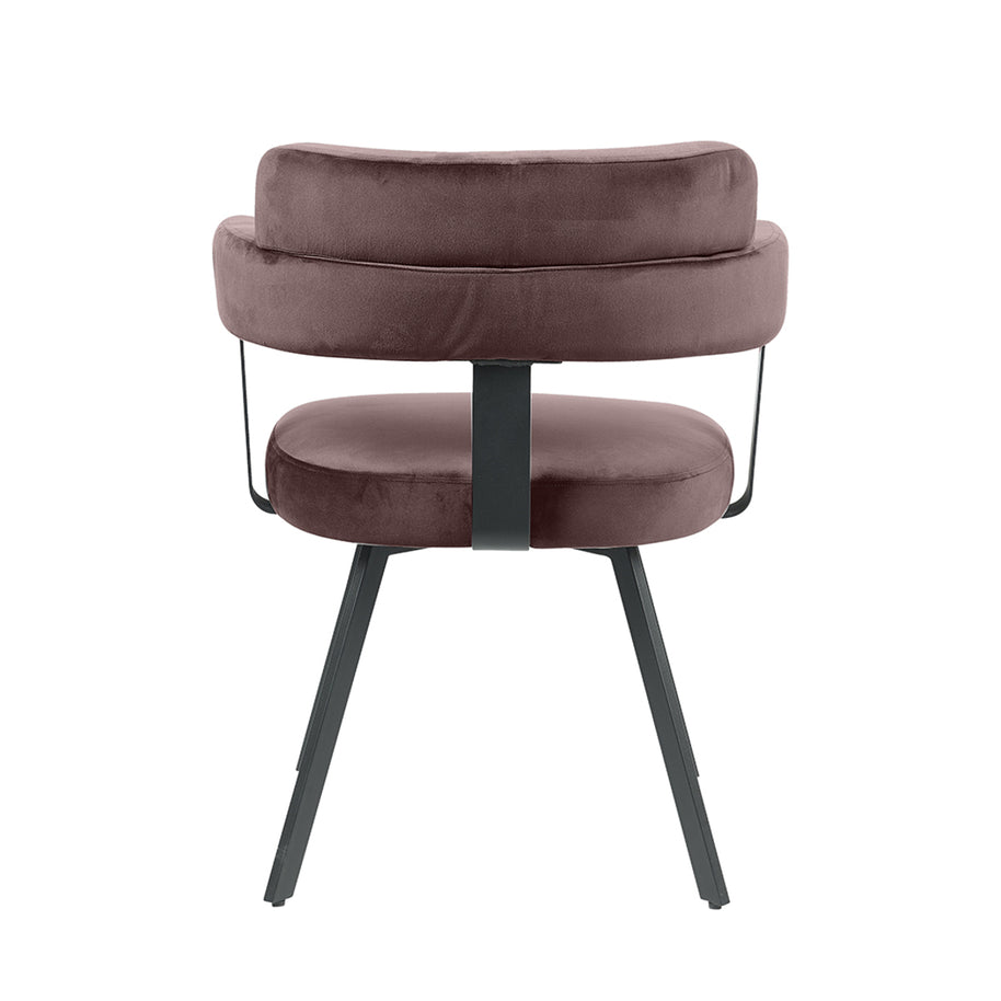 LABEL51 Eetkamerstoelen Bardio - Taupe - Velvet - Zwart Metalen Frame