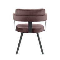 LABEL51 Eetkamerstoelen Bardio - Taupe - Velvet - Zwart Metalen Frame