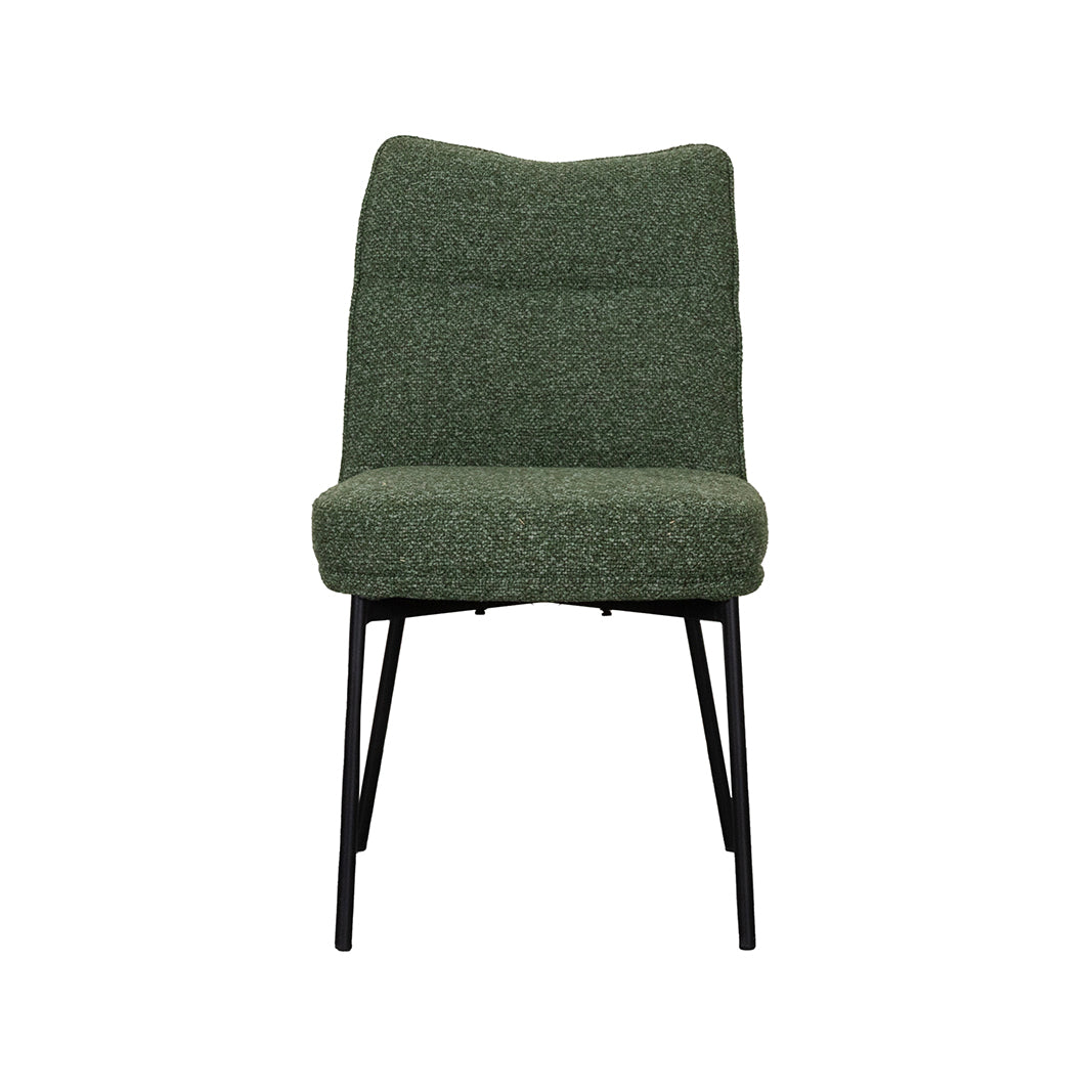 LABEL51 Eetkamerstoelen Lennon - Forest - Boucle - Zwart Metalen Frame