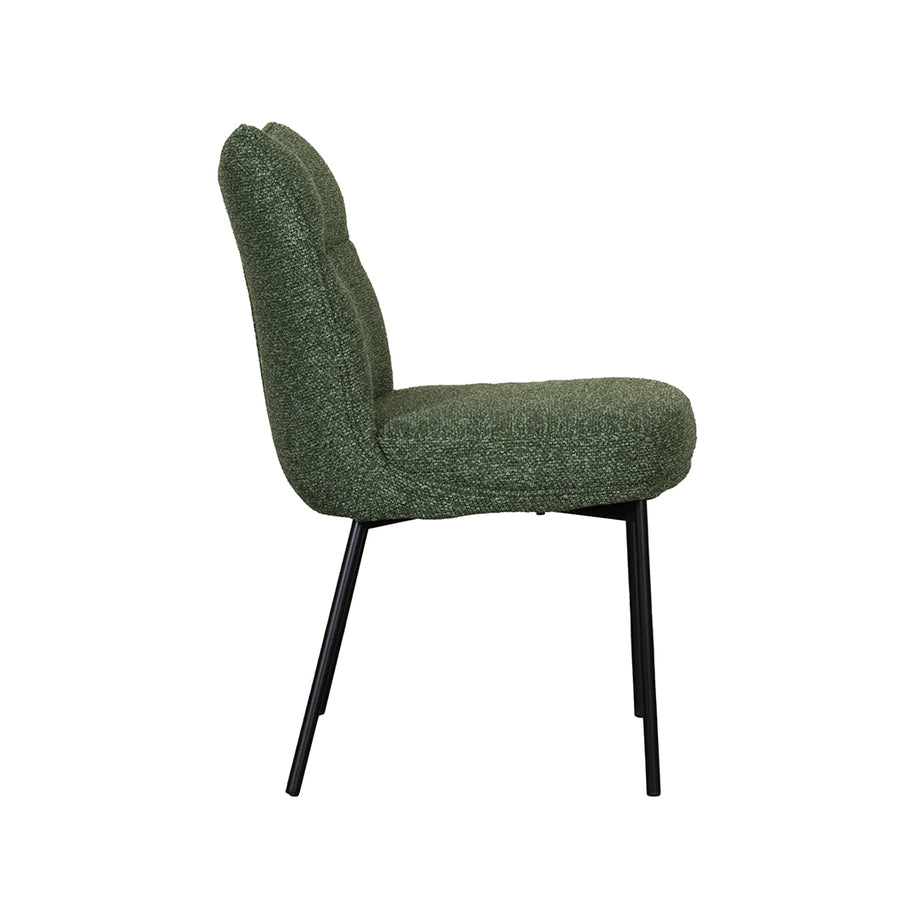 LABEL51 Eetkamerstoelen Lennon - Forest - Boucle - Zwart Metalen Frame