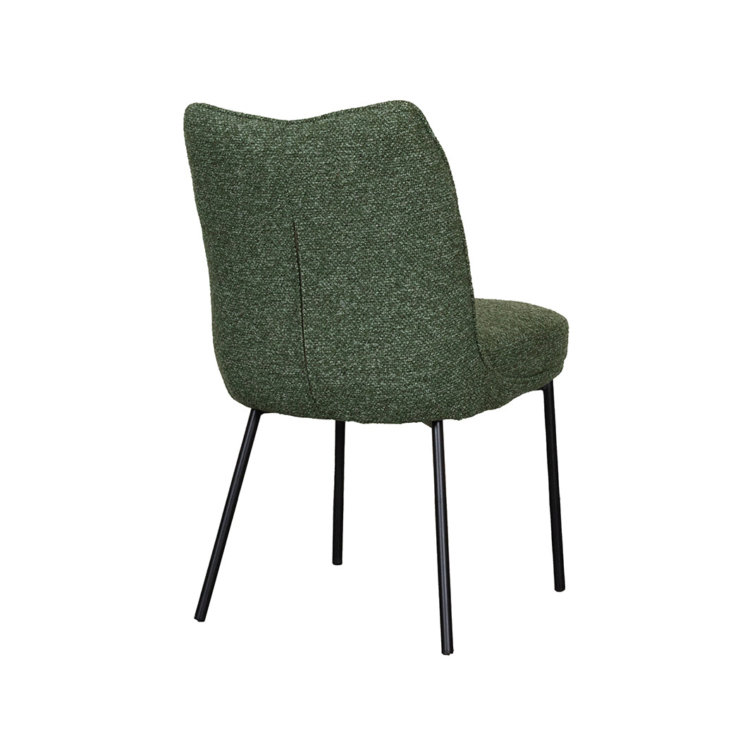 LABEL51 Eetkamerstoelen Lennon - Forest - Boucle - Zwart Metalen Frame