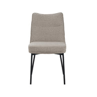 LABEL51 Eetkamerstoelen Lennon - Naturel - Boucle - Zwart Metalen Frame